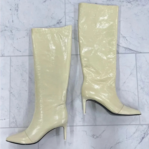 RAG & BONE BEHA KNEE HIGH WHITE CRINKLE 7 - Picture 2 of 9